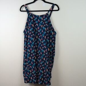 Lands' End Bird of Paradise Floral Print High Neck Swim Dress Swimsuit Size 24W